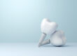 Zirconia dental implant with copy space on blue background. 3D rendering